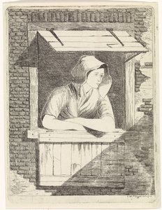 Frau bei einem offenen Fenster von J.H. Pluygers