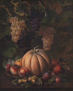 Verschiedene Früchte, darunter Melone und Trauben