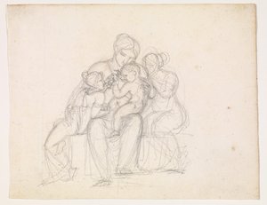 Figurengruppe. Frau und 3 Kinder