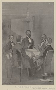 Die Friedenskonferenz in Hampton Roads (Lithografie) von J. (after) Steeple Davis