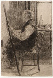 Künstler am Staffelei sitzend von J. Alden Weir
