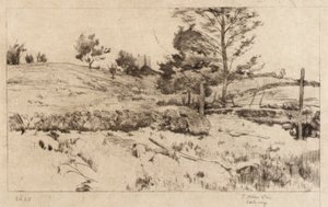Landschaft (Skizze von Feldern) von J. Alden Weir