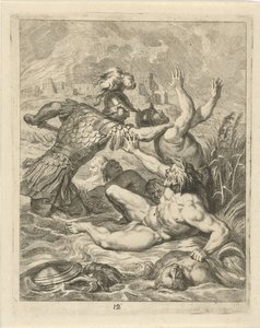 Achilles kämpft mit dem Flussgott Scamander