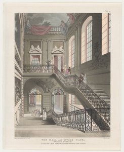 Die Halle und Treppe, British Museum, 1. April 1808 von J. Bluck