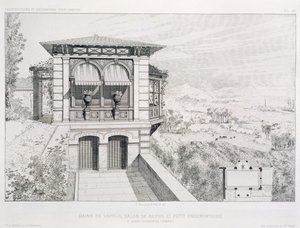 Dampfbäder, Observatorium oben, aus einem Band von Entwürfen verschiedener Architekten, veröffentlicht von Morel & Cie, Paris, ca. 1880