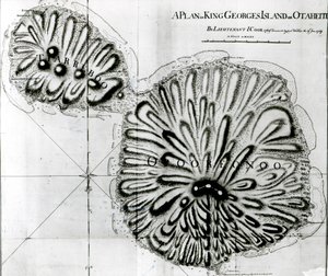 Ein Plan von King Georges Island oder Otheite, 1769 von J. Cook