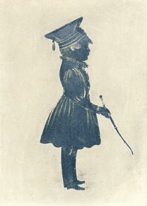 Silhouette eines Jungen mit Hut und Stock von J. Gapp