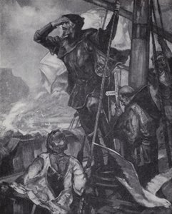 Portugiesischer Entdecker Vasco da Gama sichtet das Kap der Guten Hoffnung auf seiner Reise nach Indien von J. H. Amschewitz