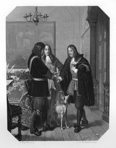 Handschlag zwischen Cornelis Tromp und Michiel de Ruyter, 17. Jahrhundert, ca. 1870 von J. H. Rennefeld