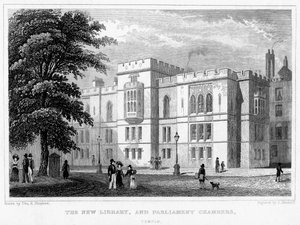 Die Neue Bibliothek und Parlamentskammern, Temple, London, 1829