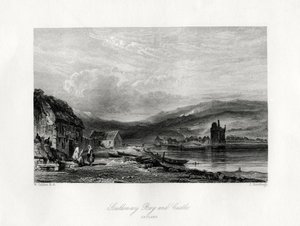 Scalloway Bay und Schloss, Zetland, 19. Jahrhundert