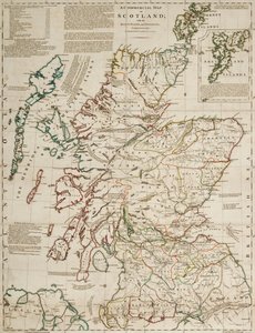 Eine kommerzielle Karte von Schottland mit den Straßen, Etappen und Entfernungen von J. Knox
