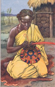Der Raffia-Arbeiter, aus MacMillan Schulposter, ca. 1950-60er Jahre von J. Macfarlane