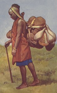 Frau der Kolonie Kenia mit Last