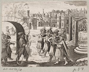 Illustration zu Adam Olearius, „Persianischer Rosenthal von einem sinnreichen Poeten Schich Saadi […]“, Schleswig 1660 von J. Muller