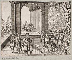 Illustration zu Adam Olearius, Persianischer Rosenthal von einem Sinnreichen Poeten Schich Saadi, Schleswig 1660 von J. Muller