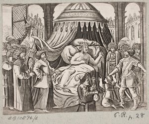 Illustration zu Adam Olearius, „Persianischer Rosenthal von einem Sinnreichen Poeten Schich Saadi […]“, Schleswig 1660 von J. Muller