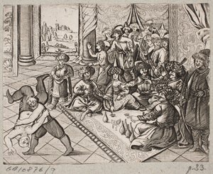 Illustration zu Adam Olearius, „Persianischer Rosenthal von einem Sinnreichen Poeten Schich Saadi […]“, Schleswig 1660 von J. Muller