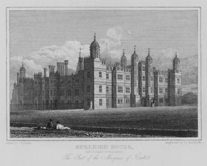 Burleigh House, Northamptonshire, der Sitz des Marquess von Exeter von John Preston Neale