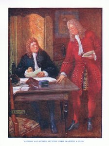 Addison und Steele stellten sich zusammen einen Club vor, aus Englische Literatur, veröffentlicht von T C & EC Jack, ca. 1920 von J. R. Skelton