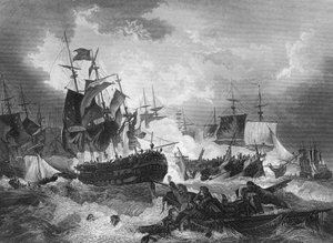 Admiral Duncans Sieg über die niederländische Flotte, Nordsee, 11. Oktober 1797 von J. Rogers