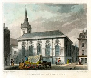Kirche St. Michael Queenhithe, City of London, 1831 von J. Tingle