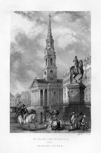 St. Martins Kirche vom Charing Cross, London, 19. Jahrhundert von J. Woods