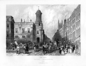 Die späte Royal Exchange und Cornhill, London, 19. Jahrhundert von J. Woods