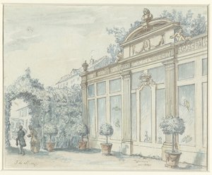 Ansicht in einem französischen Garten mit Herr und Dame von J. de Marsy