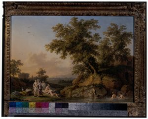 Ein Paar Landschaften mit badenden Nymphen