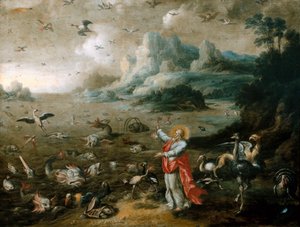 Die Schöpfung: Erschaffung der Vögel und Fische von Jacob Bouttats
