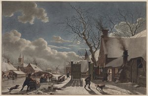 Winternacht in einer niederländischen Stadt, 1797 von Jacob Cats