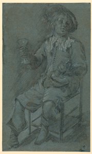 Sitzender Kavalier mit Weinglas, 1650–60 von Jacob Duck