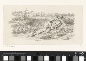 Liegender Mann in einer Landschaft