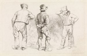 Studienblatt mit drei stehenden Figuren