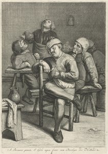Wirtshausszene mit rauchenden Bauern