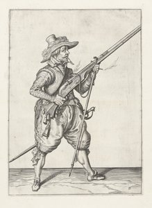 Musketier, der seine Furket darunter platziert, um 1600 von Jacob II de Gheyn