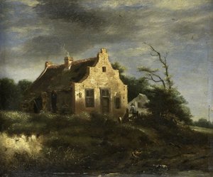 Bauernhof in einer bewaldeten Dünenlandschaft von Jacob Isaacksz van Ruisdael (school of)