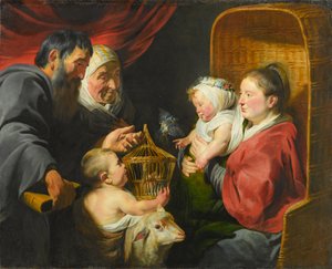 Die Jungfrau und das Kind mit St. Johannes und seinen Eltern, ca. 1617-1618 von Jacob Jordaens