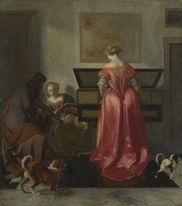 Zwei Frauen und ein Mann machen Musik, ca. 1675