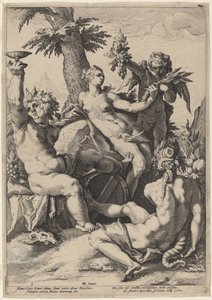 Allianz von Venus mit Bacchus und Ceres von Jacob Matham, after Hendrick Goltzius