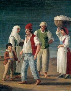 Fischer und Bäuerinnen aus Barletta, Italien (Detail) von Jacob Philippe Hackert
