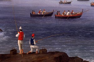 Die Bucht von Neapel bei Santa Lucia mit den aus Algier zurückkehrenden Flotten
