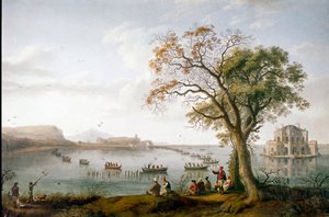 Die Blässhuhnjagd von Ferdinand I. der Beiden Sizilien am See Fusaro bei Neapel, Italien