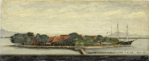 Ansicht der Insel Kuiper in der Bucht von Batavia von Jacob Pieter Mercier