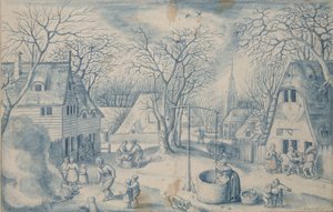 Dorfszene: Winter, 16. Jahrhundert von Jacob Savery I