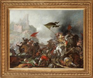 Schlacht zwischen Türken und Christen bei der Eroberung von Konstantinopel durch die osmanische Armee im Jahr 1453 von Jacob Weyer