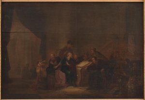 Judas wirft die Silberstücke im Tempel nieder