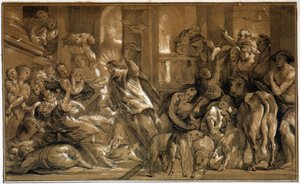 Christus vertreibt die Händler aus dem Tempel - von Jordaens von Jacob the Elder (after) Jordaens
