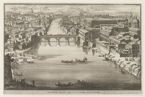 Ansicht von Rom mit der Ponte Sisto über den Fluss Tiber von Jacobus Baptist